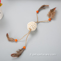 Pallona di rattan cavo con giocattolo da gatto piuma